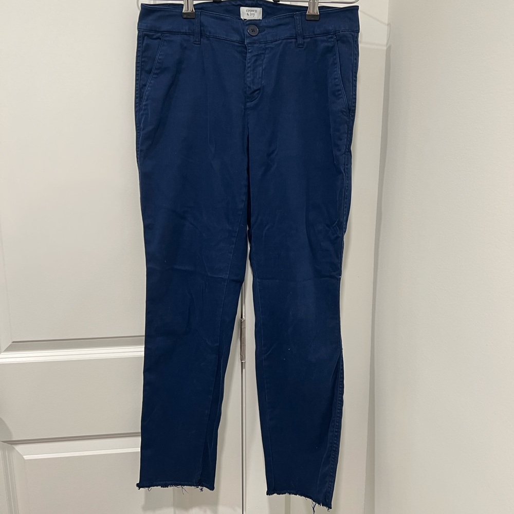 Crown & Ivy Straight Leg Raw Hem Pants